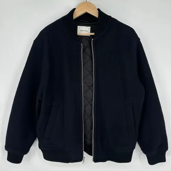 Aritzia Wilfred 100% Merino Wool Stable Bomber Jacket Full Zip Quilted Lined - Picture 9 of 14